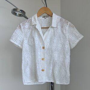 Madewell White Eyelet Button-Front Shirt